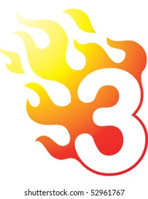 Flaming Number Three Stock Vector (Royalty Free) 52961767 | Shutterstock