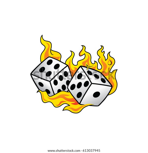 Flaming On Fire Burning White Dice Stock Vector Royalty Free