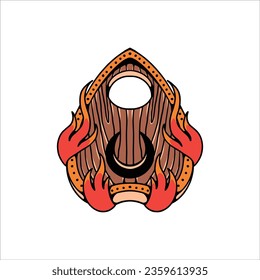 flaming ouija tattoo vector design