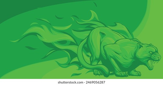 Flaming panther vector illustration on white background