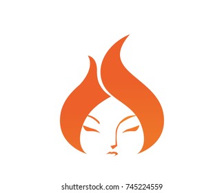 Flaming Passionate Beauty Female Face Logo