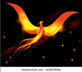 Flaming Phoenix bird vector illustration