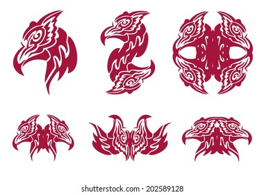 Flaming phoenix head symbols