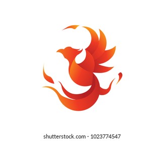 Flaming Phoenix Logo Isolated White Background Stock Vector (Royalty ...