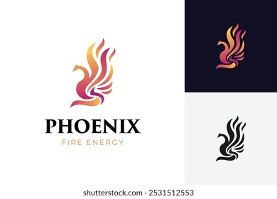 Flaming Phoenix Modern Logo design. Ilustração abstrata do vetor do logotipo animal do pássaro de ardência