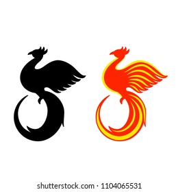 Flaming Phoenix Symbol isolated on white background. Vector illustration.