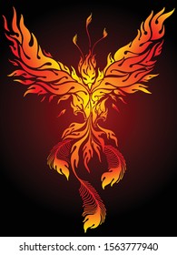 Flaming Phoenix vector illustration ideal for body art or tattoo