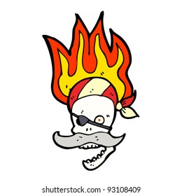 flaming pirate skull cartoon