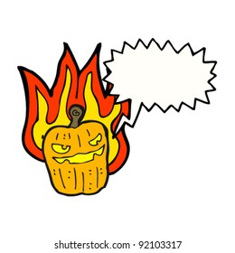 flaming pumpkin cartoon