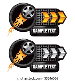 flaming racing tire on arrow banners