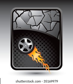 Flaming Racing Tire On Cracked Background Stock Vector (Royalty Free ...