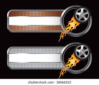 flaming racing tire on specialized banners