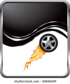 flaming racing tire template with black and silver arch