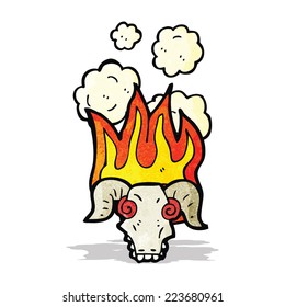 flaming ram skull cartoon