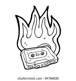 flaming retro cassette cartoon