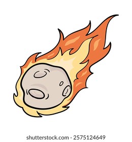 Flaming Rock Illustration: A dynamic fireball concept for gaming and animation.