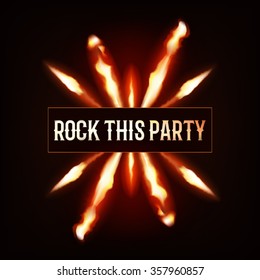 Flaming rock this party flyer dark background