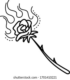 Flaming rose vector black