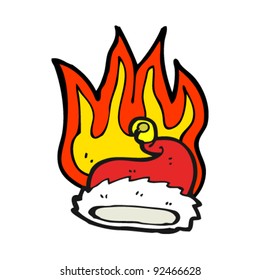 caricatura de santa hat en llamas