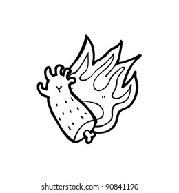 flaming severed arm cartoon