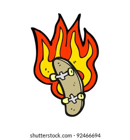 flaming skateboard cartoon