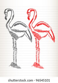 Flaming sketch in red and gray on paper