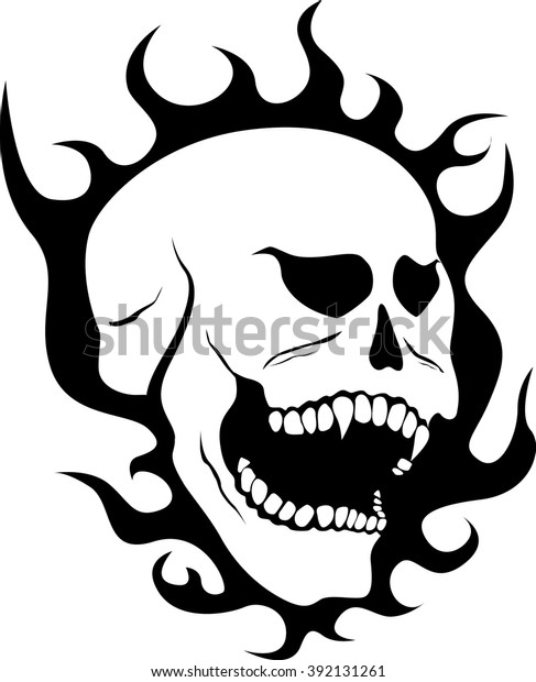 Flaming Skull Stock Vector (Royalty Free) 392131261