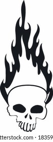 Flaming skull (black & white)