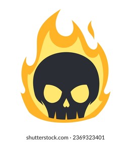 flaming skull burning fire vector illustration