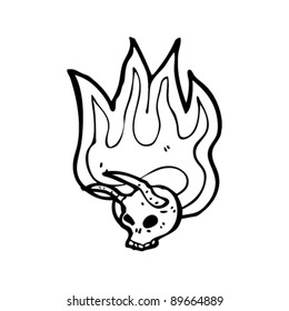 flaming skull cartoon