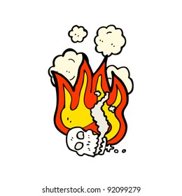 flaming skull cartoon