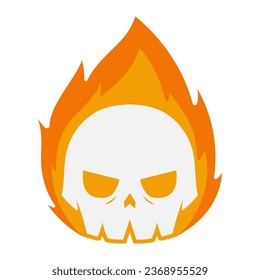 flaming skull in fire vector illustration