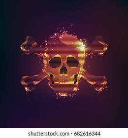 flaming skull with modern style, concept of computer virus or Halloween