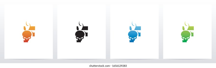 Flaming Skull On Letter Logo Design F