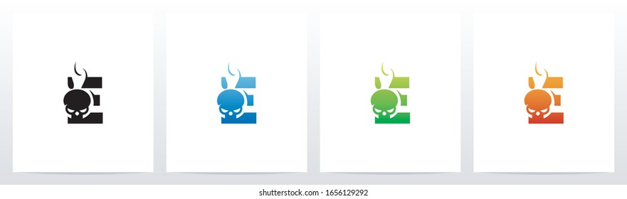 Flaming Skull On Letter Logo Design E