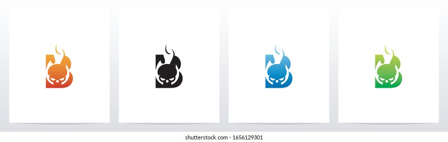 Flaming Skull On Letter Logo Design B