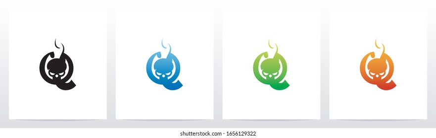 Flaming Skull On Letter Logo Design Q