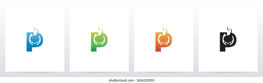 Flaming Skull On Letter Logo Design P