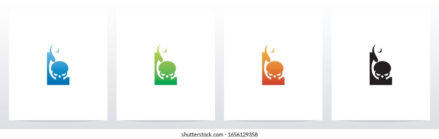 Flaming Skull On Letter Logo Design L
