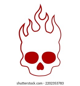 Flaming skull sign. Vector. Cartoon	
