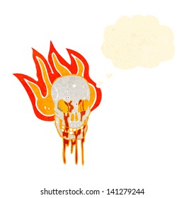 caricatura de símbolo de crânio flamejante