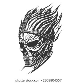 The flaming skull symbolizes motorcycle riders who are fearless and adventurous. This emblem warns others about the exciting and dangerous nature of motorcyclists who enjoy the thrill of the ride