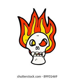 flaming skull tattoo cartoon