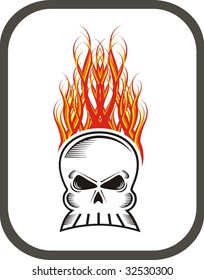 Flaming skull vector