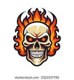 flaming skull vector clip art illustration