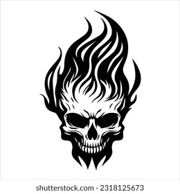Flaming Skull Vector Clipart Illustration