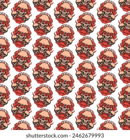 flaming skulls pattern vector design