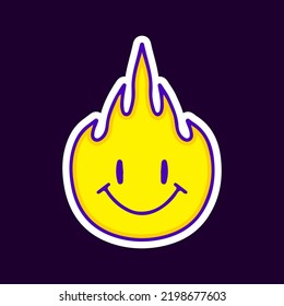 Sonrisa llamativa emoji cara caricatura, ilustración para camisetas, pegatinas o artículos de vestir. Con estilo moderno pop y urbano.