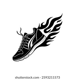 Flaming Sneaker Vector Speed Shoe Clipart 