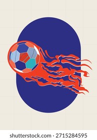 Balón de fútbol flameante Ilustración vectorial Abstractas con movimiento dinámico y Colores audaces.